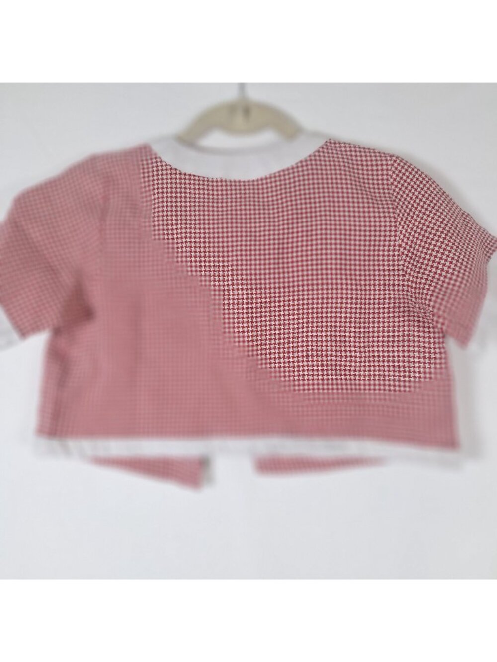 Vintage Hans Store Houndstooth Red White Button Down Shirt size small - Picture 2 of 6